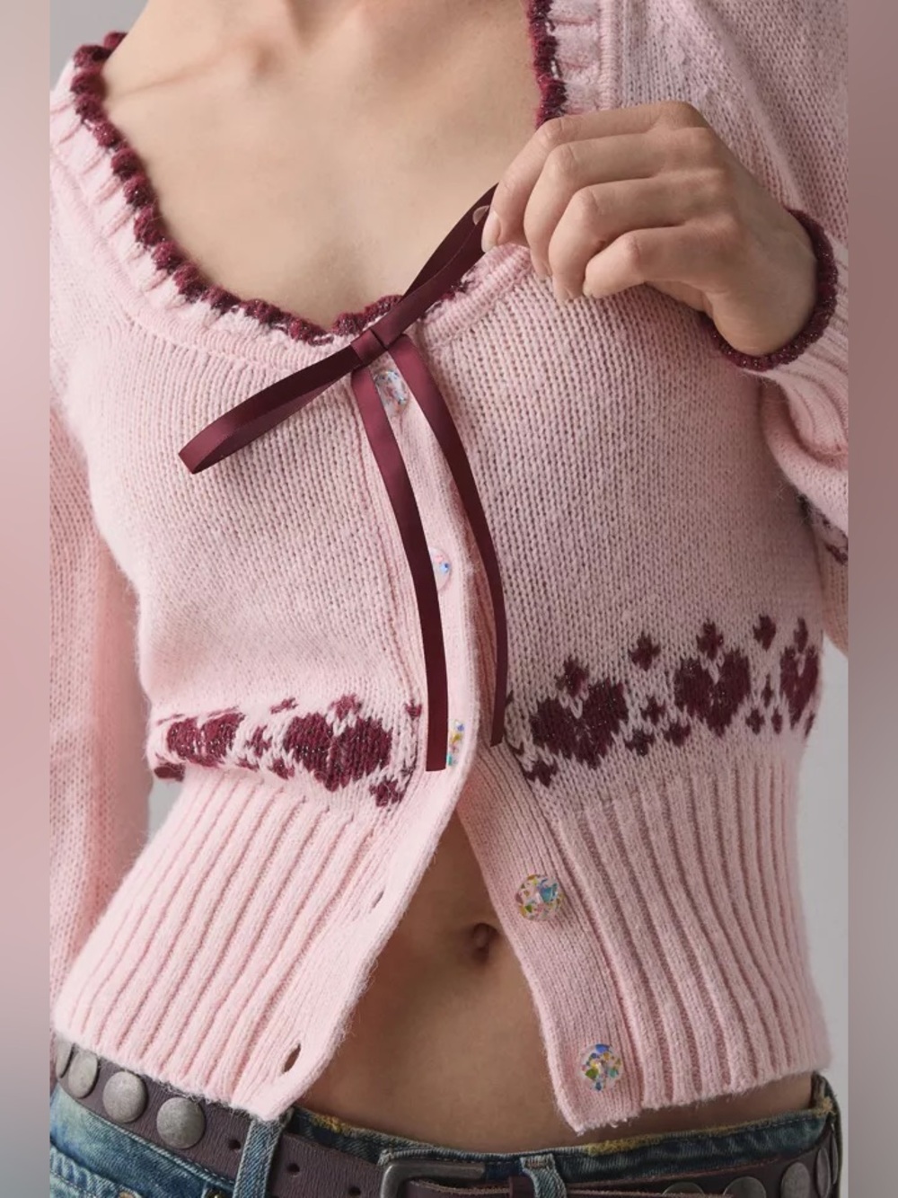 Urban Outfitters Kimchi Blue Alice Femme Fair Isle Cropped Cardigan XS NWOT